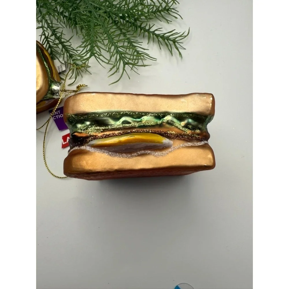Glass Cheeseburger Ornaments Set of 3 Handcrafted Patty Melt Food Christmas Deco - Picture 5 of 9
